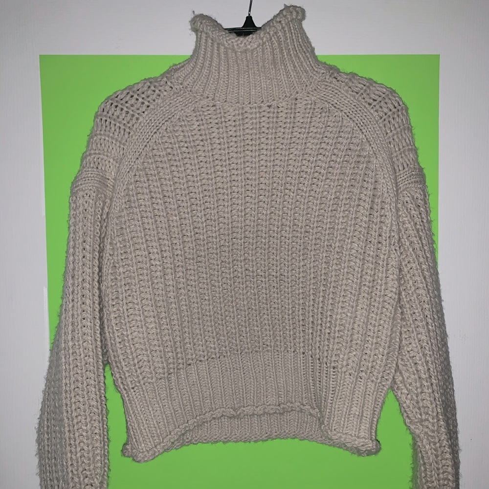 Cream-Colored Knit Sweater, Cropped Design